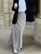 High Waist Lace-Up Long Skirt Women Casual Solid Patchwork Satin Elegant Maxi Skirt Fashion Patchwork Women's Long Skirt